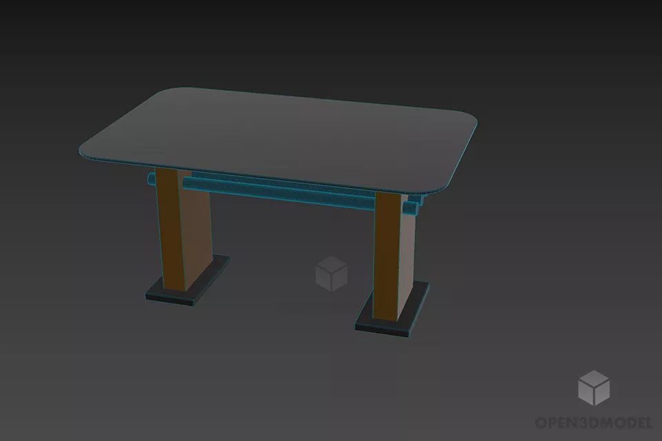 Glass Table Fixed Leg 3d model 3
