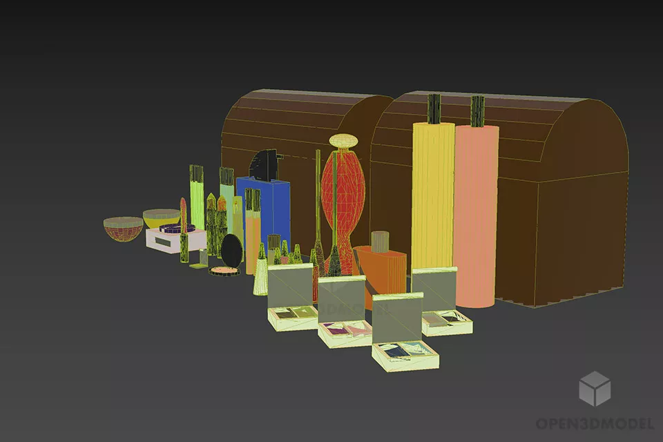 Cosmetics With Chest 3d model 2