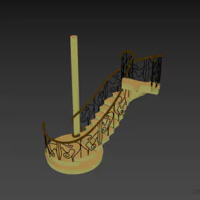 Twist Stair With Iron Handrail 3d model