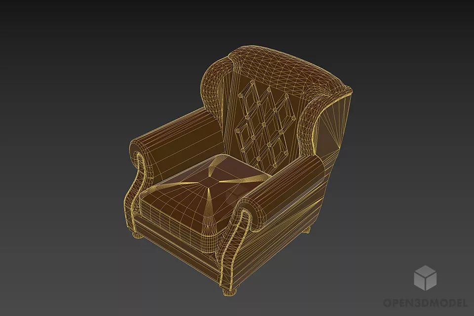 Fabric Armchair With England Flag 3d model 2