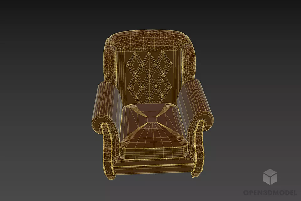 Fabric Armchair With England Flag 3d model 3