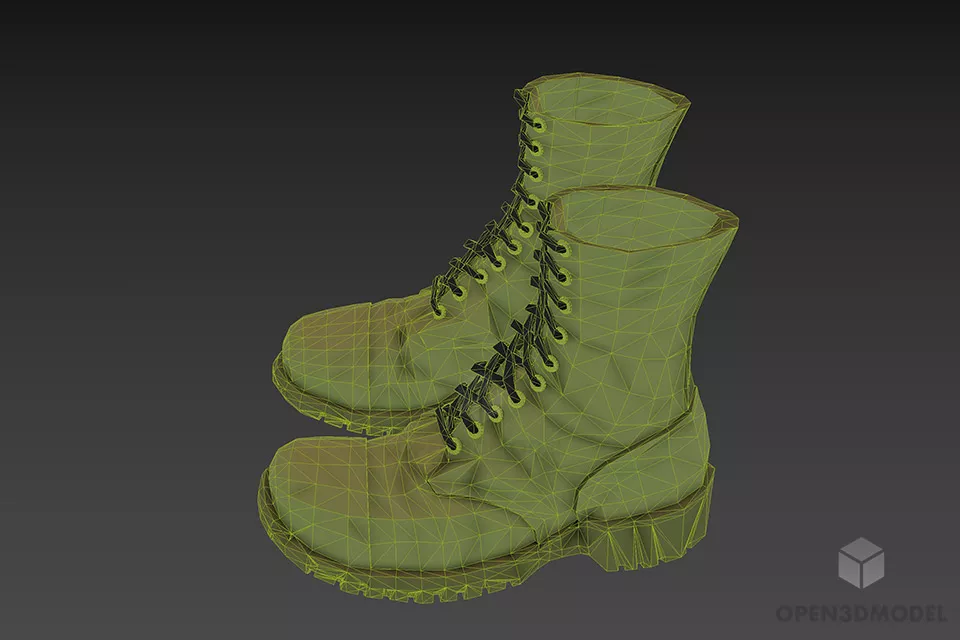 Black Boot Leather Shoes 3d model 3