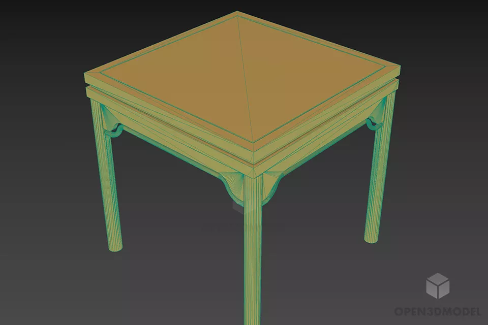 Chinese Antique Wooden Square Table 3d model 2