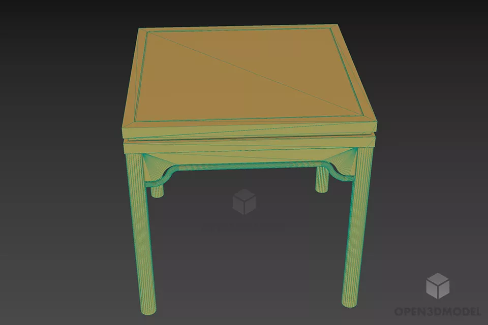 Chinese Antique Wooden Square Table 3d model 3