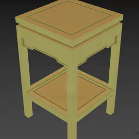Square Stool Wooden Frame 3d model