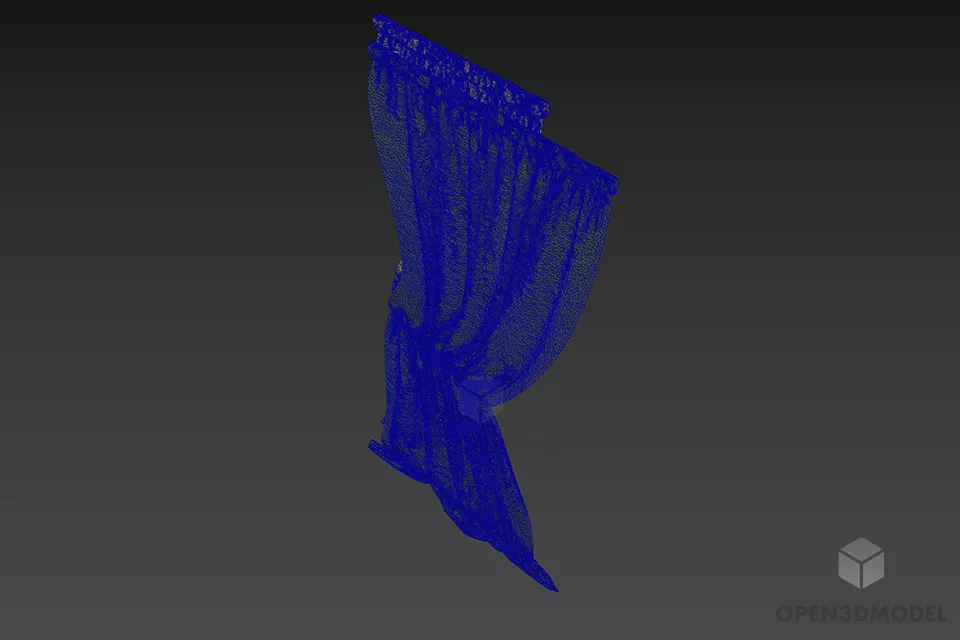 Fabric Curtain Set 3d model 2