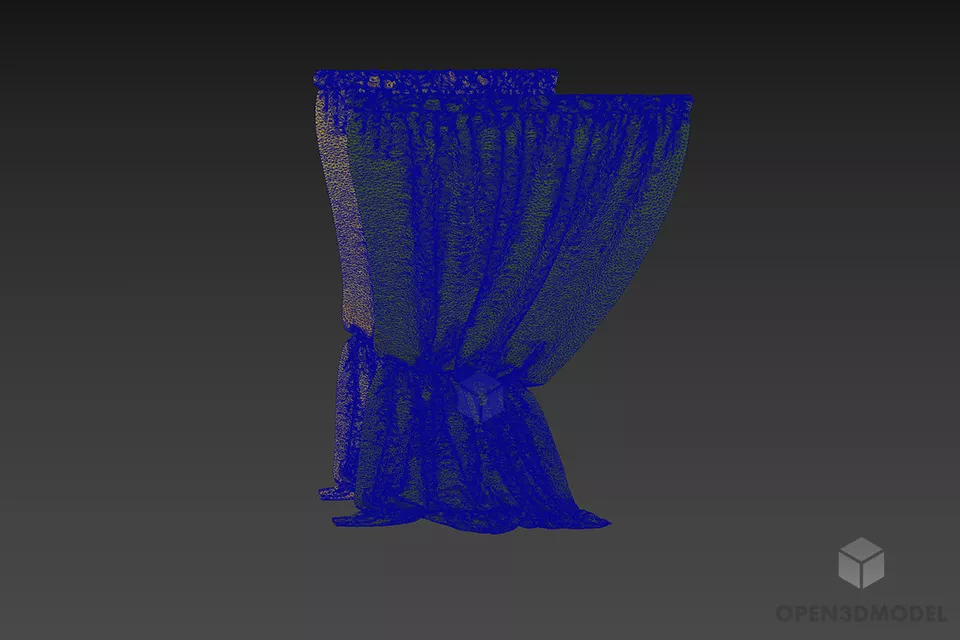 Fabric Curtain Set 3d model 3