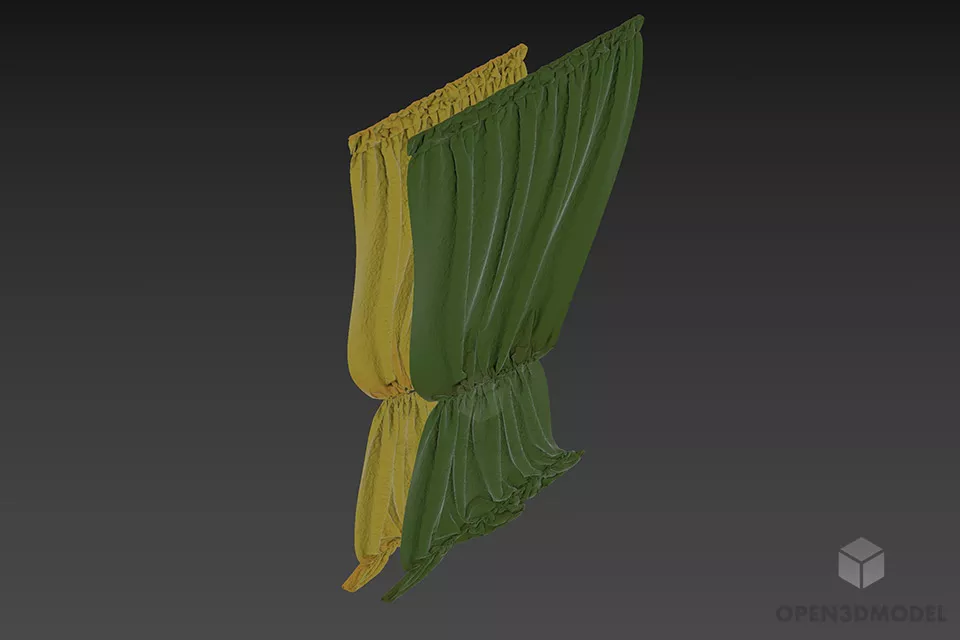 Colorful Windows Curtain Three Layers 3d model