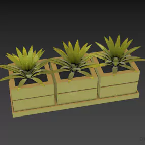 Flower Plant Pot Triple Set 3d model