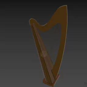 Wooden Harp Instrument 3d model