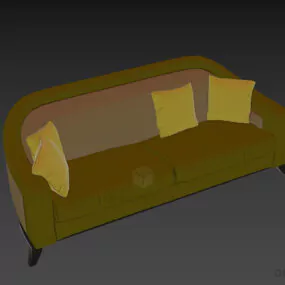Upholstery Sofa Smooth Edge With Cushions 3d model