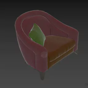 Curved Back Armchair With Cushion 3d model