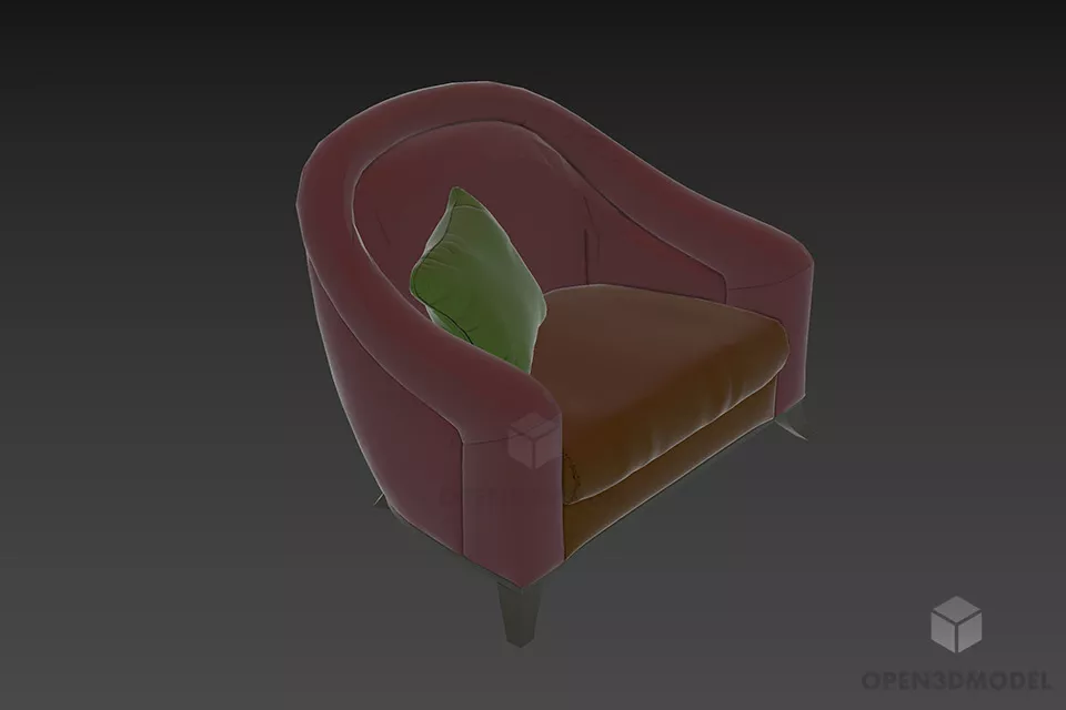 Modernism Chair With Curved Shape 3d model