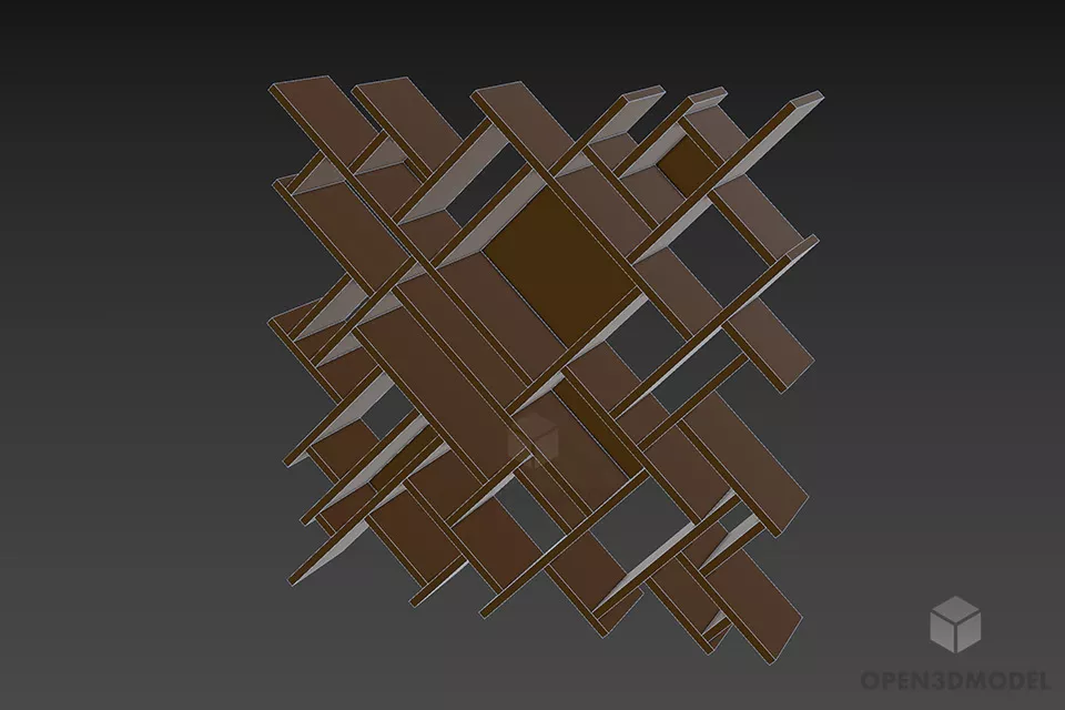 Wood Shelf Lattice Shape 3d model 3