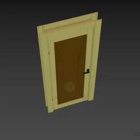 Apartment Wood Door With Frame 3d model