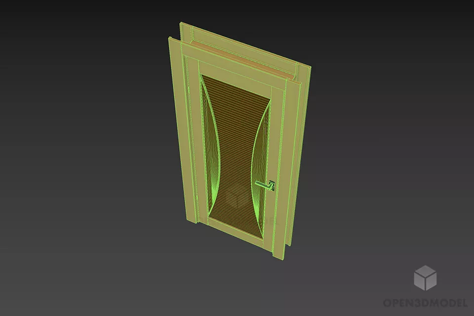Apartment Wood Door With Frame 3d model 3