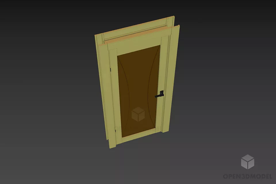 Door With Brass Carved Frame 3d model