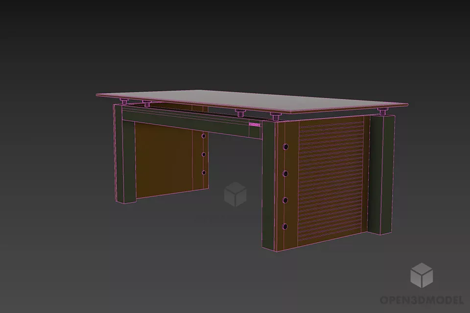 Modern Glass Table With Under Panel 3d model 2