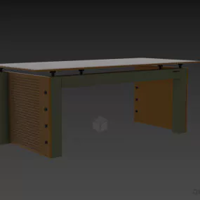 Modern Glass Table With Under Panel 3d model