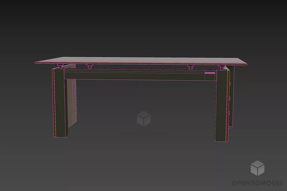 Modern Glass Table With Under Panel 3d model 3