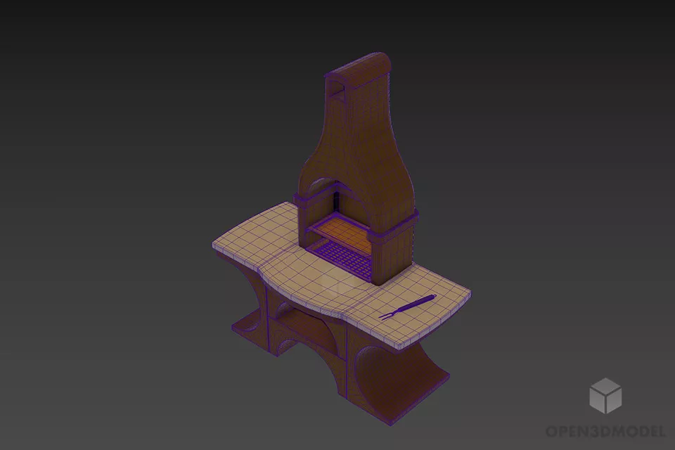 Marble Oven With Stand 3d model 2