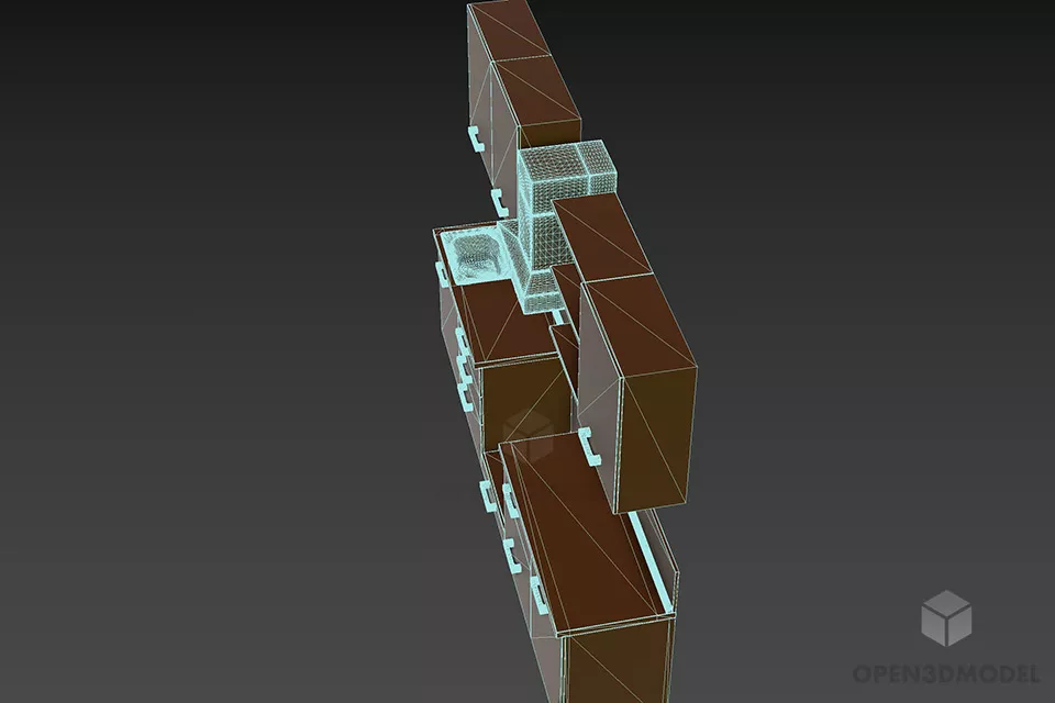 Side Mini Kitchen With Oven And Hood 3d model 2