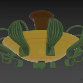 Curved Glass Shade Pendant Lamp 3d model