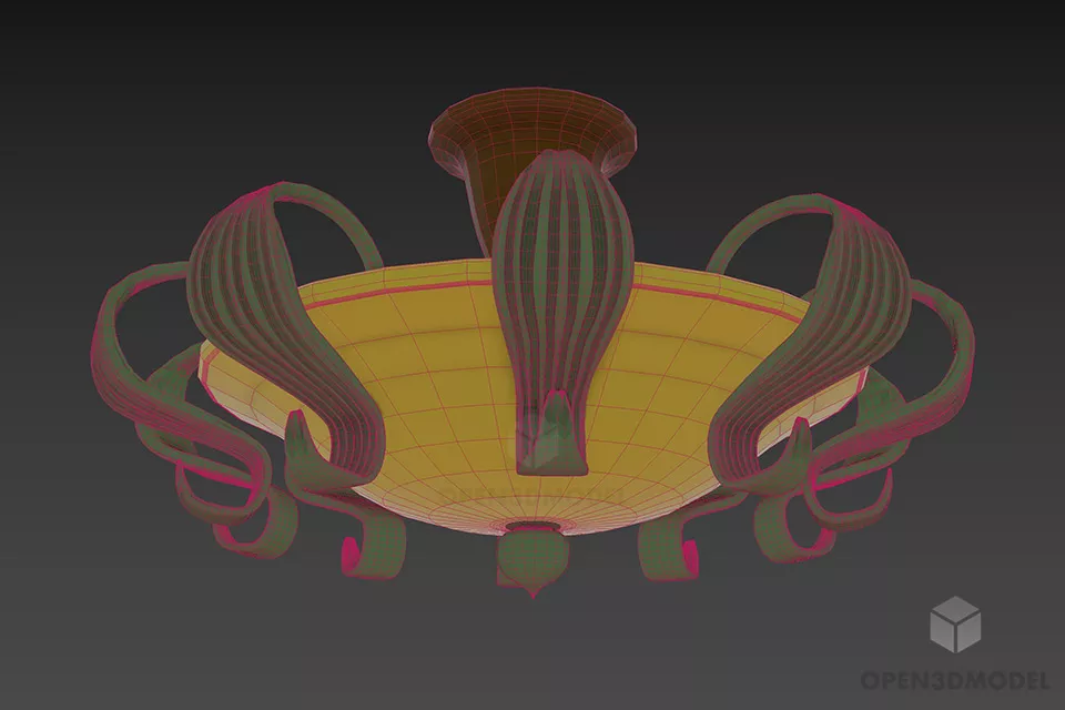 Curved Glass Shade Pendant Lamp 3d model 3