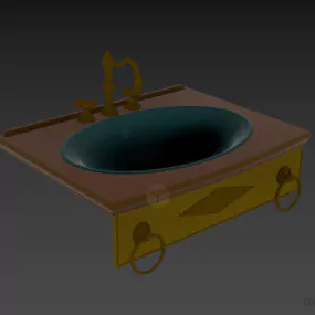 Kitchen Sink Antique Drawer Combine 3d model