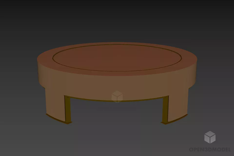 Antique Wood Table Round Shape 3d model