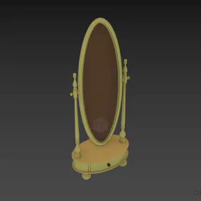 Oval Mirror On Antique Stand Drawers 3d model