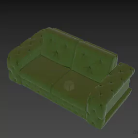 Leather Sofa Tufted Back 3d model