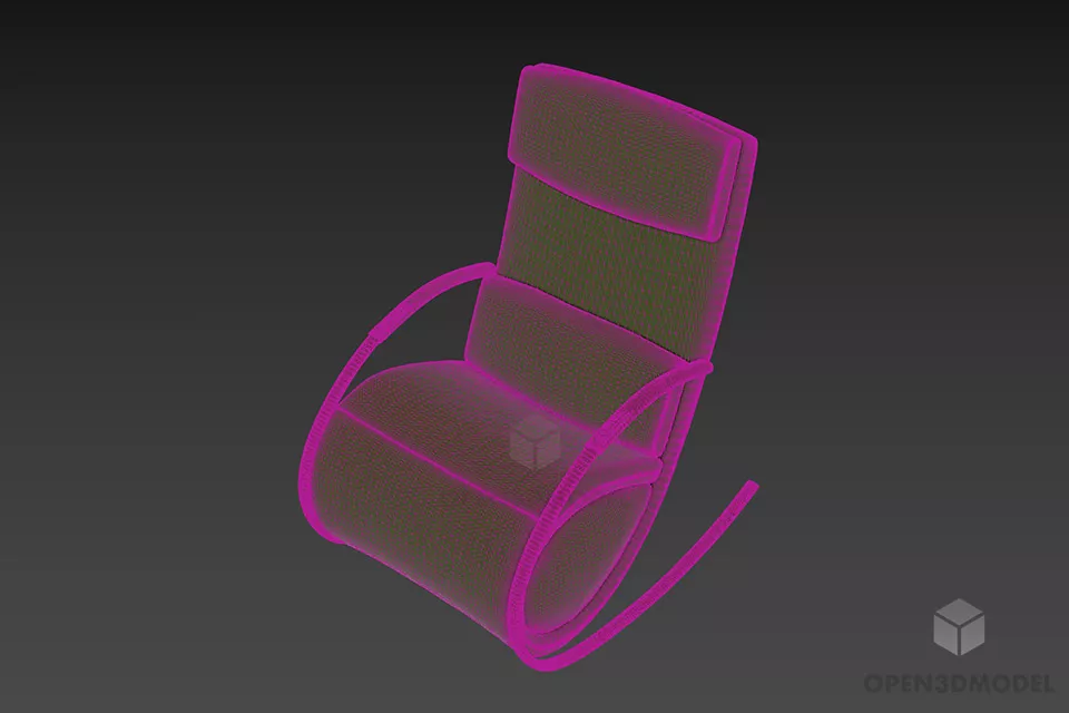 Leather Armchair Rocking Chair 3d model 2