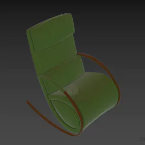 Leather Armchair Rocking Chair 3d model