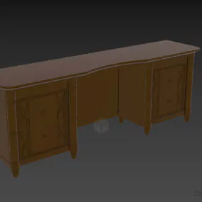 Antique Dressing Table With Side Cabinet 3d model