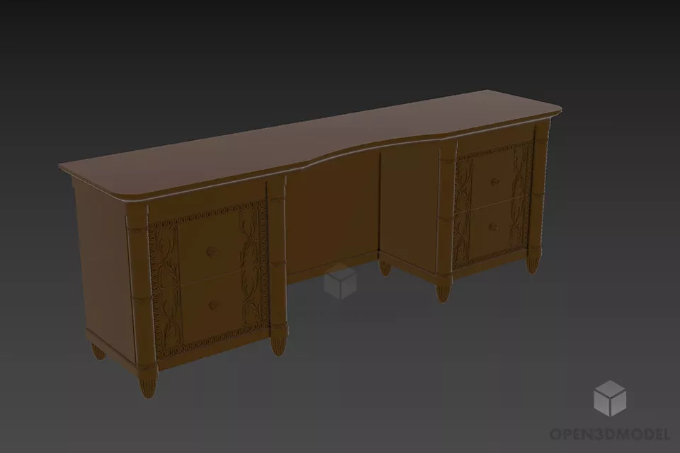 Round Edge Table Antique Style 3d model