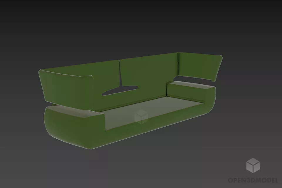 Upholstery Fabric Sofa Three Seats 3d model