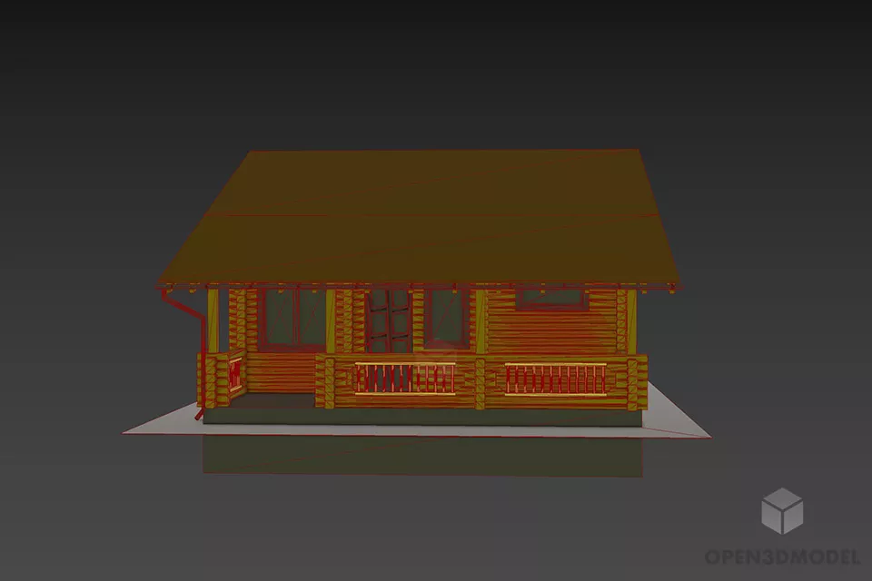 Simple Wood House With Clay Roof 3d model 3
