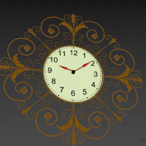 Antique Floral Clock Digital Dial 3d model