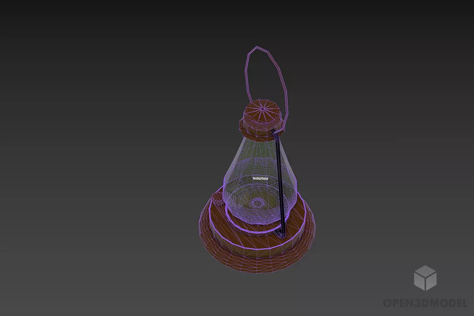 Vintage Steel Oil Lantern Lamp 3d model 2