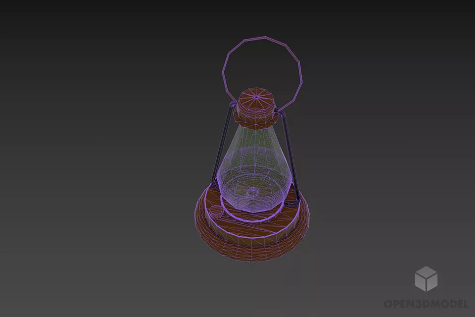 Vintage Steel Oil Lantern Lamp 3d model 3