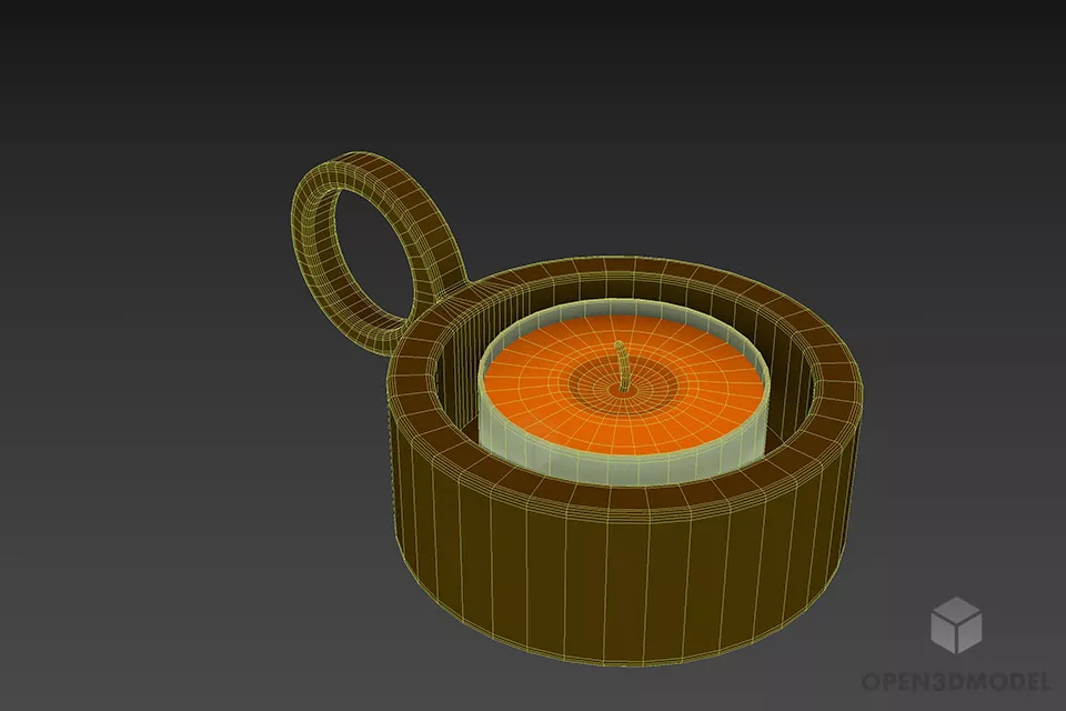 Round Candlestick Lamp With Cap 3d model 2