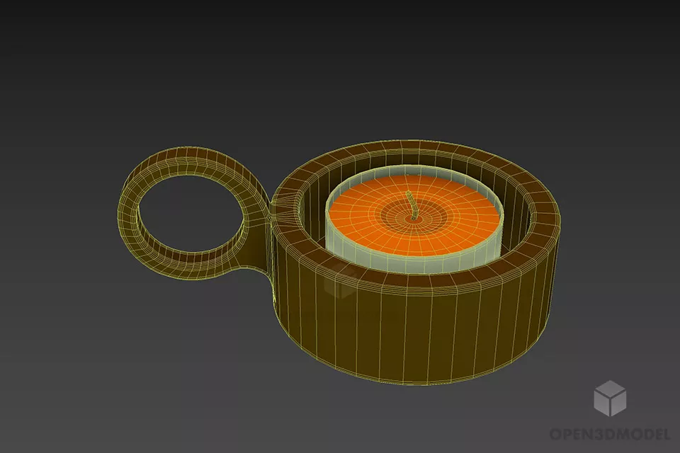 Round Candlestick Lamp With Cap 3d model 3
