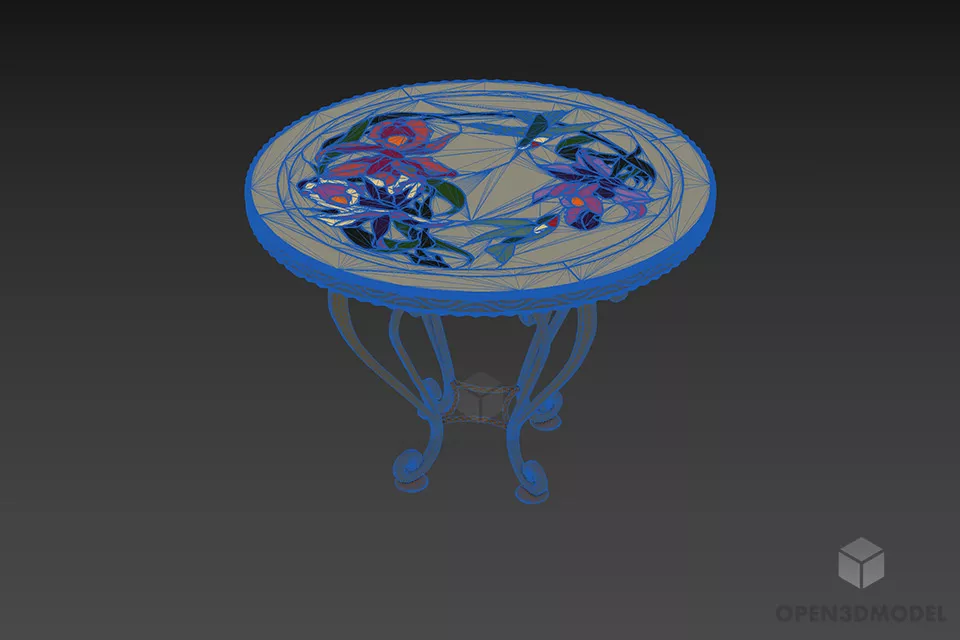 Round Steel Table 3d model 2