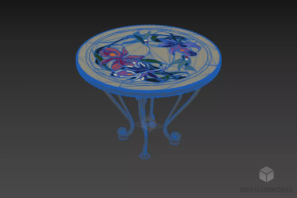 Round Steel Table 3d model 3