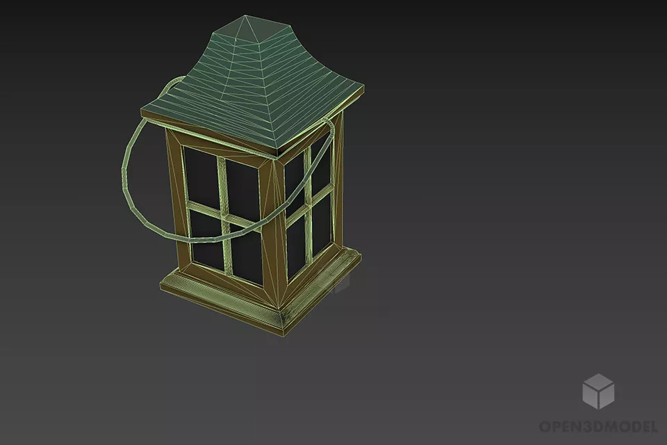 Japanese Portable Wood Lantern 3d model 2