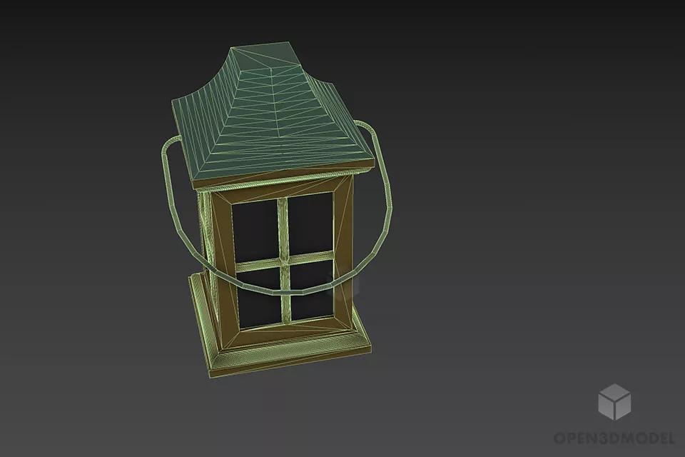 Japanese Portable Wood Lantern 3d model 3