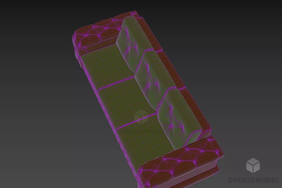 Upholstery Tufted Sofa Three Seats 3d model 3