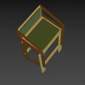 Wood High Bar Armchair 3d model