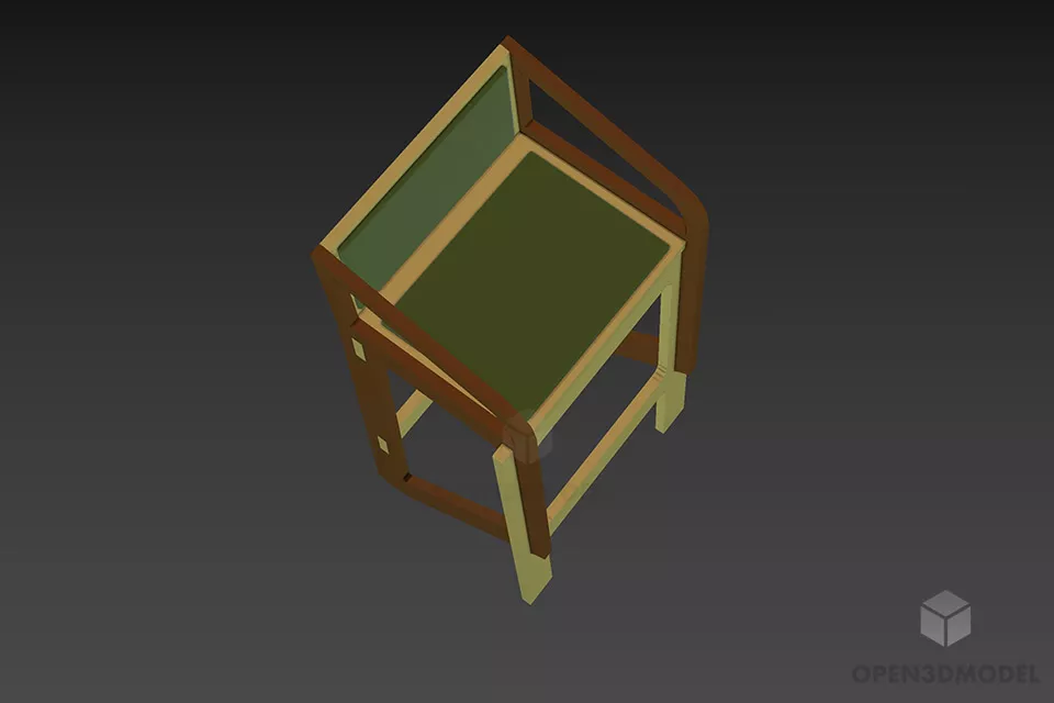 Simple Antique Chair With Carved Legs 3d model